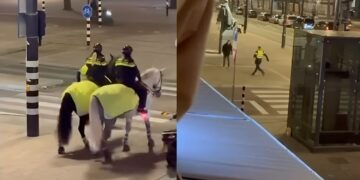 Agent laat judo-kunsten zien tijdens avondje stappen