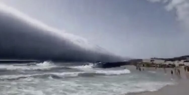 Strandgasten rennen in paniek de zee uit wanneer ze zien wat er op hen afkomt: “Angstaanjagend”