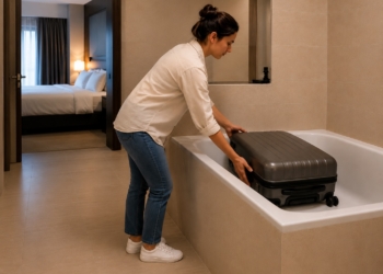 Dit is waarom je altijd eerst je koffer in de badkuip van het hotel moet zetten!