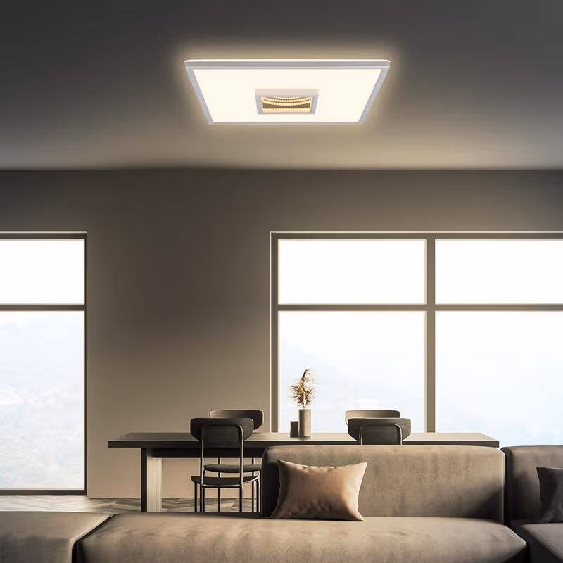 Vierkante led plafondlamp met tunneleffect – chroom